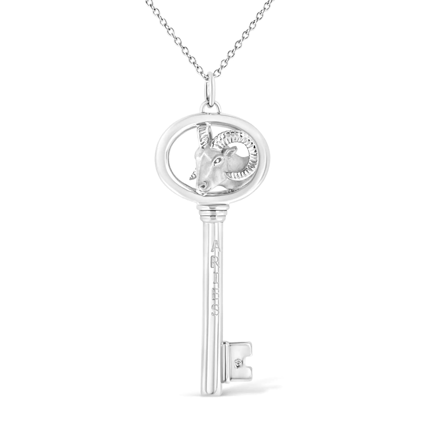 .925 Silver Diamond Zodiac Virgo Key Necklace