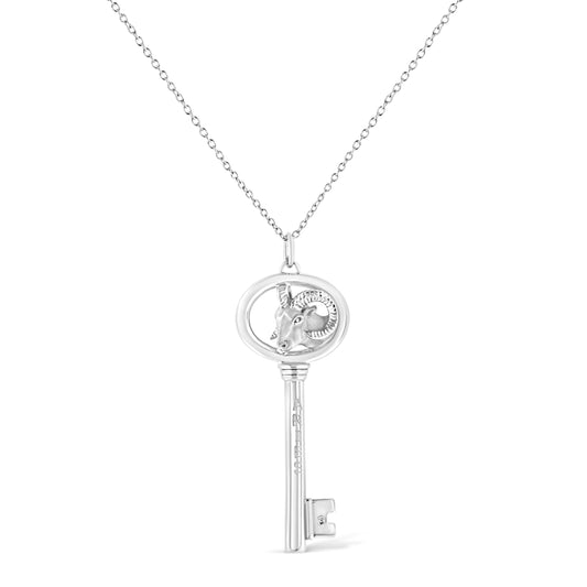 .925 Silver Diamond Zodiac Virgo Key Necklace