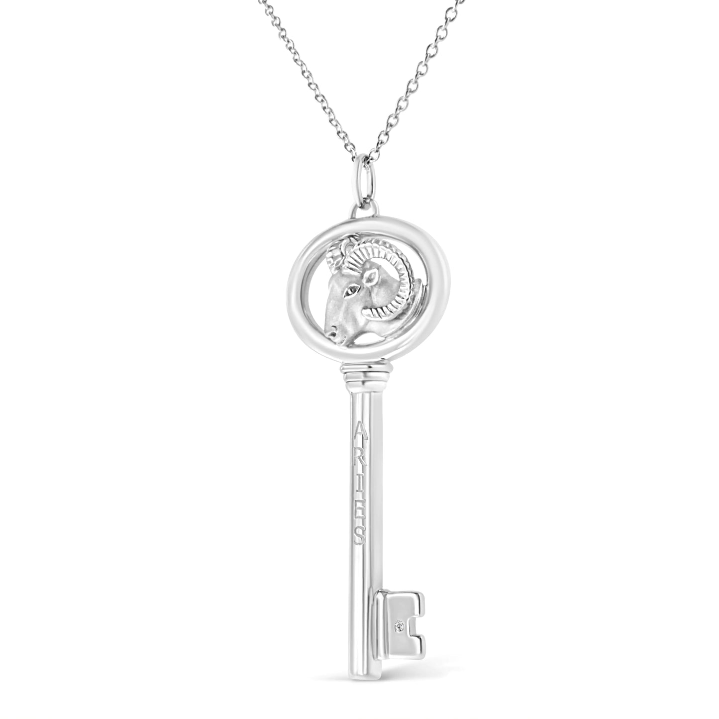 .925 Silver Diamond Zodiac Virgo Key Necklace