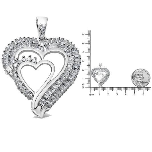 .925 Sterling 3/4 Cttw Diamond Double Heart Necklace