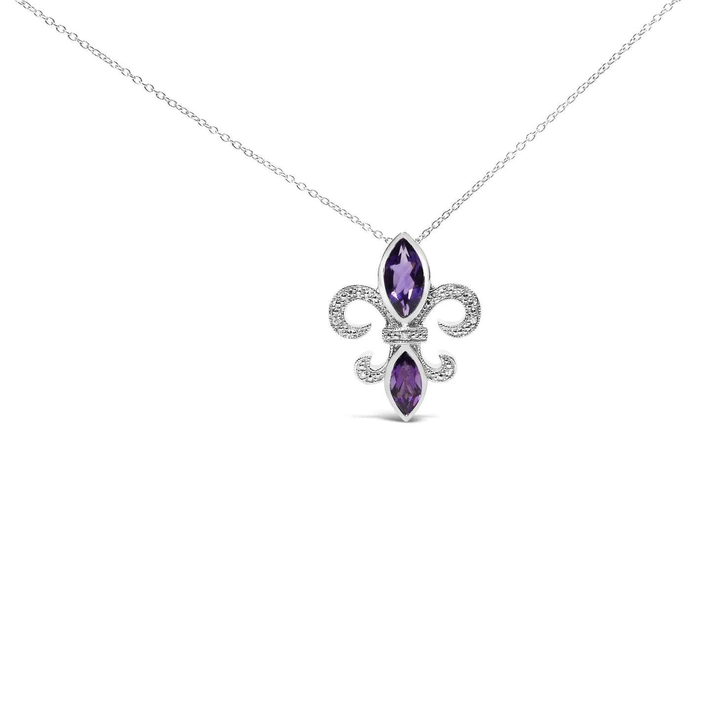 Sterling Silver & Amethyst Fleur De Lis Pendant