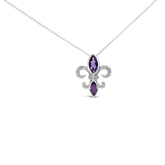 Sterling Silver & Amethyst Fleur De Lis Pendant