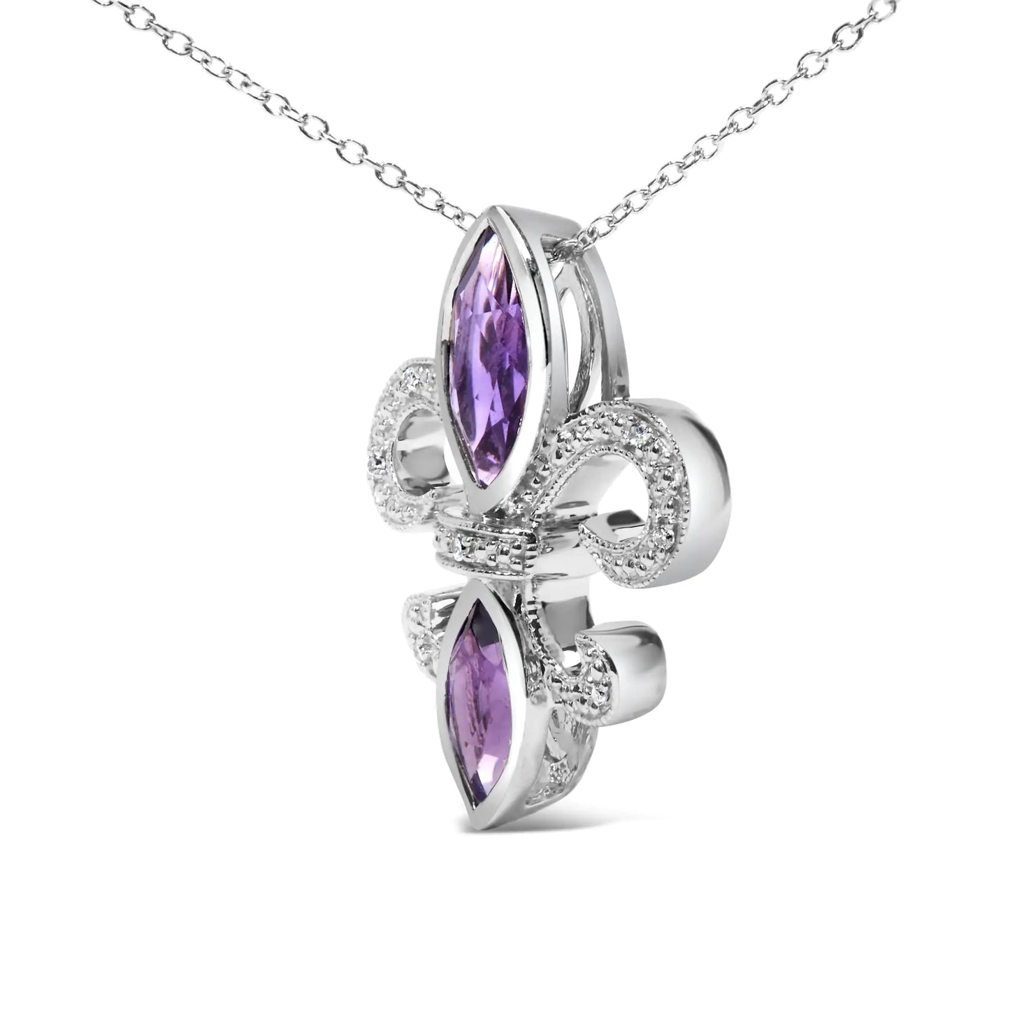 Sterling Silver & Amethyst Fleur De Lis Pendant