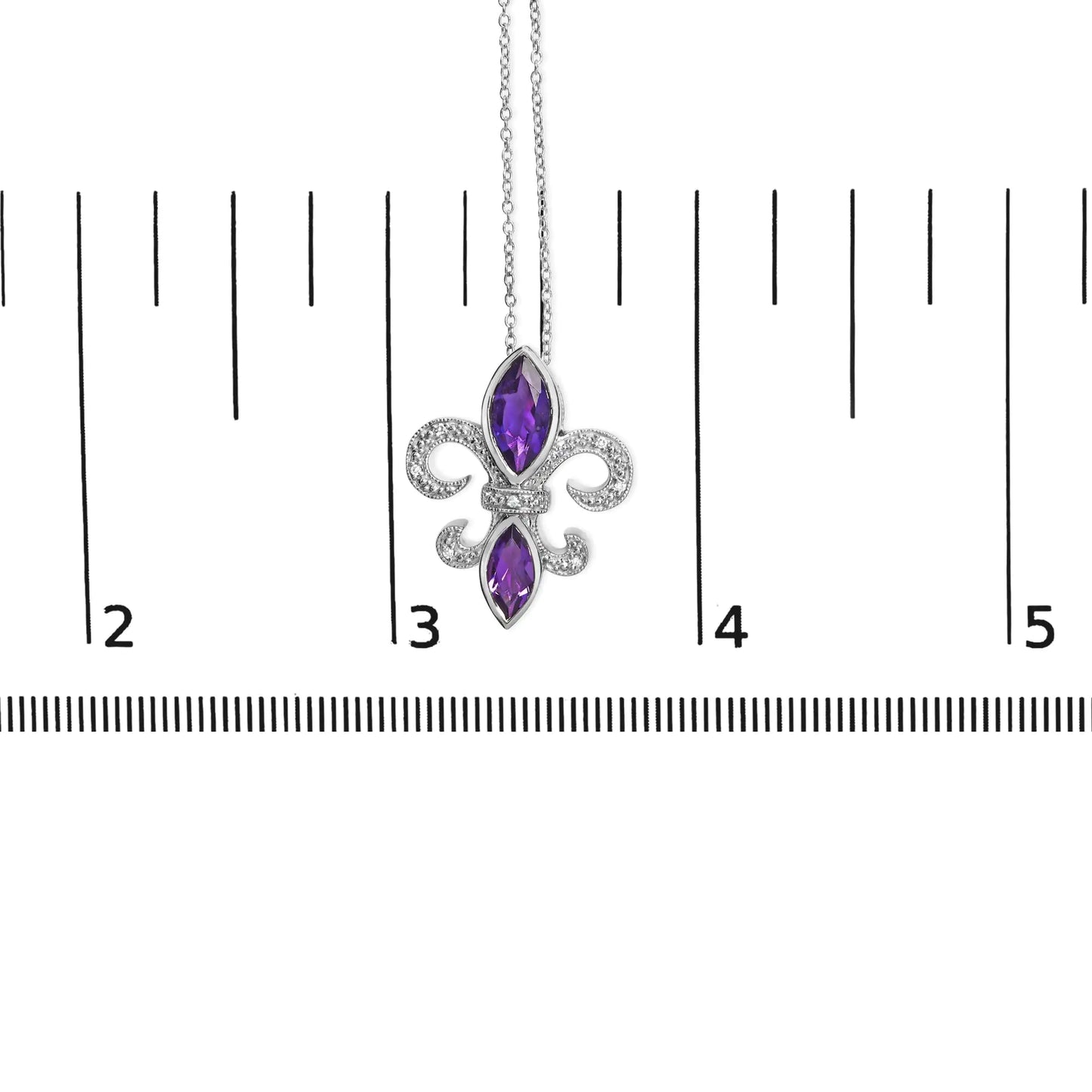 Sterling Silver & Amethyst Fleur De Lis Pendant