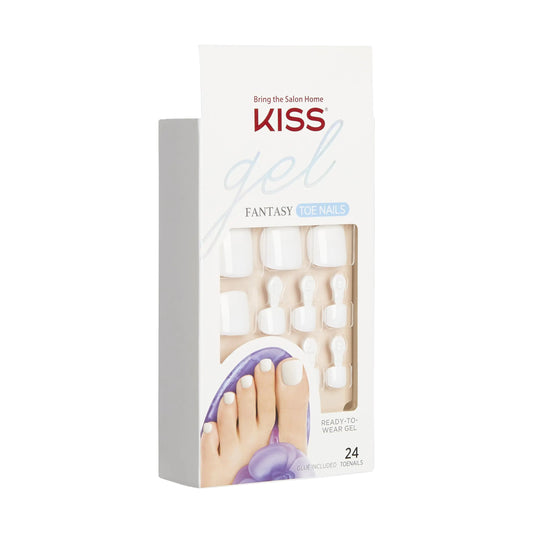 KISS Classic Gel Toenails Set, Squoval, White - 28 Pcs