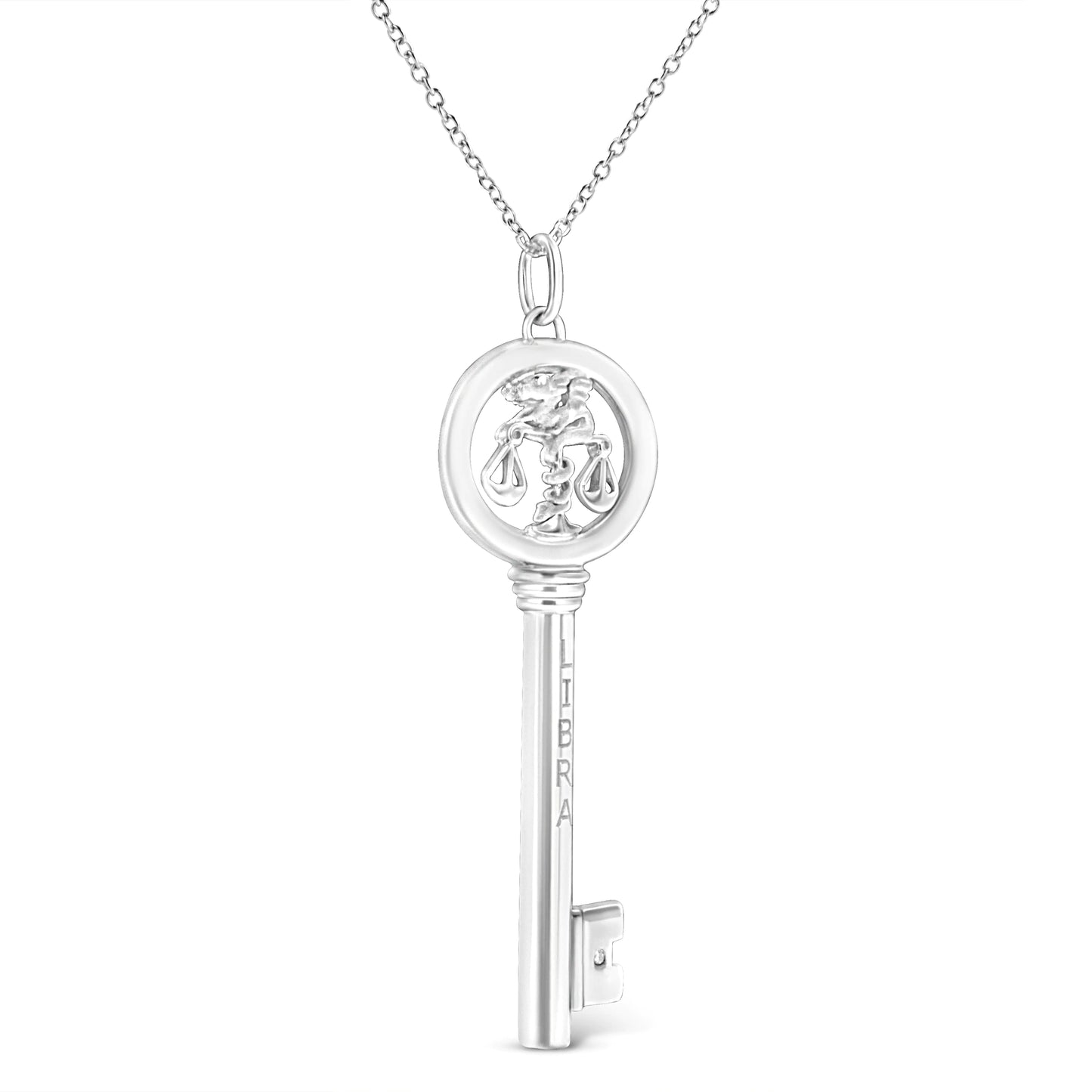 .925 Silver Diamond Zodiac Virgo Key Necklace