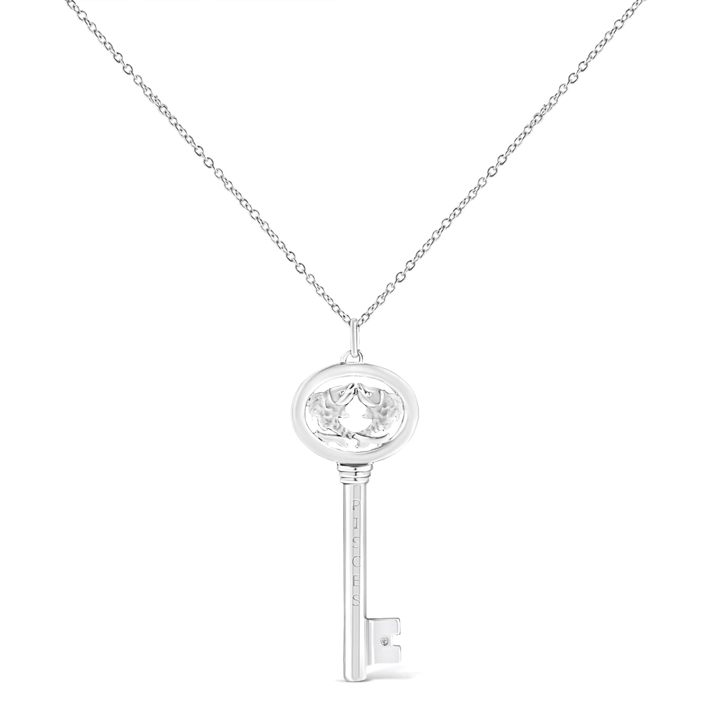 .925 Silver Diamond Zodiac Virgo Key Necklace