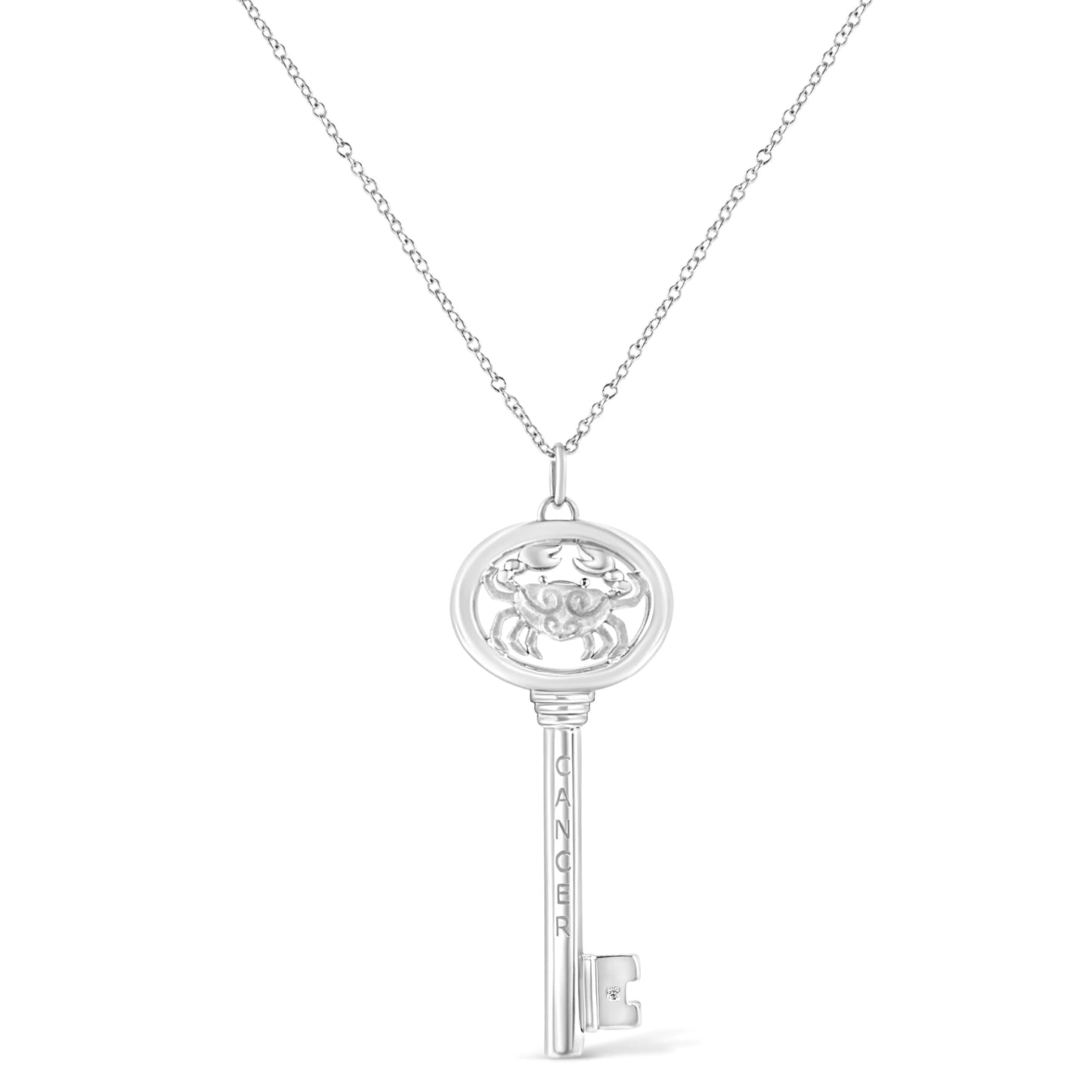 .925 Silver Diamond Zodiac Virgo Key Necklace