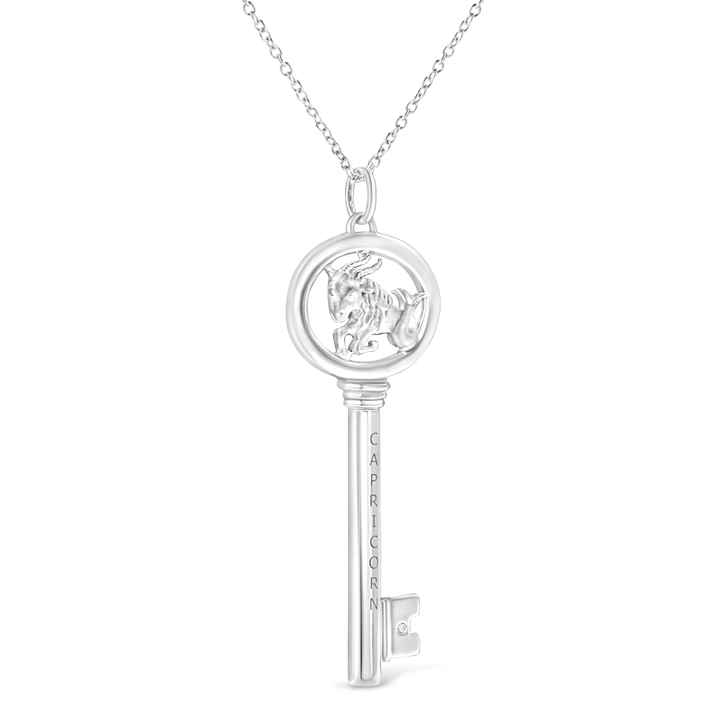 .925 Silver Diamond Zodiac Virgo Key Necklace