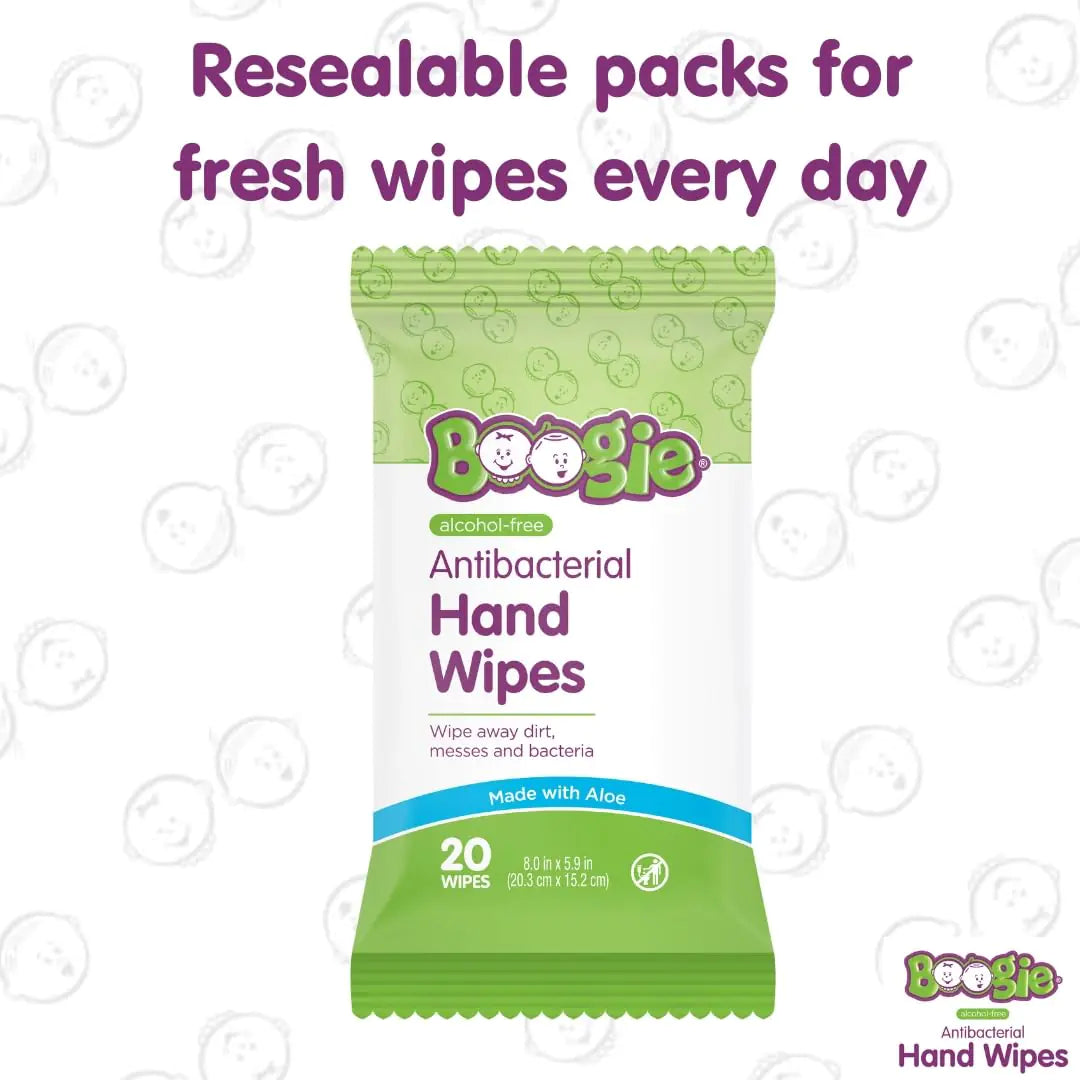 Boogie Hygienic Hand Wipes - Alcohol-Free, Aloe-Infused, 100 Pack