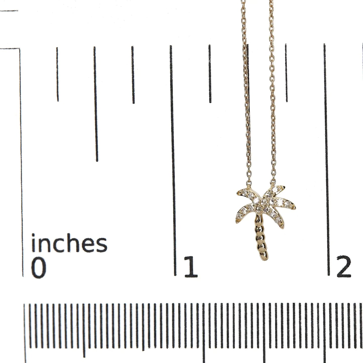 10K Yellow Gold Diamond Palm Tree Necklace