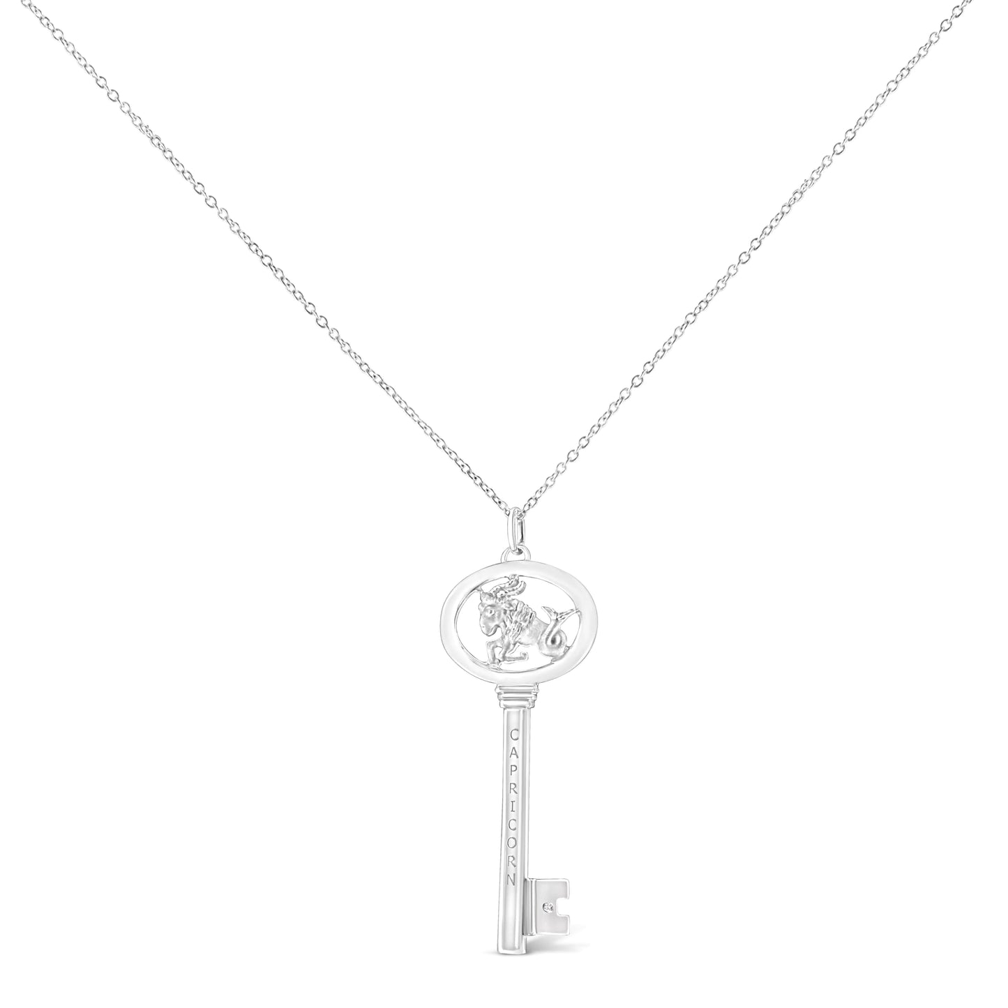 .925 Silver Diamond Zodiac Virgo Key Necklace