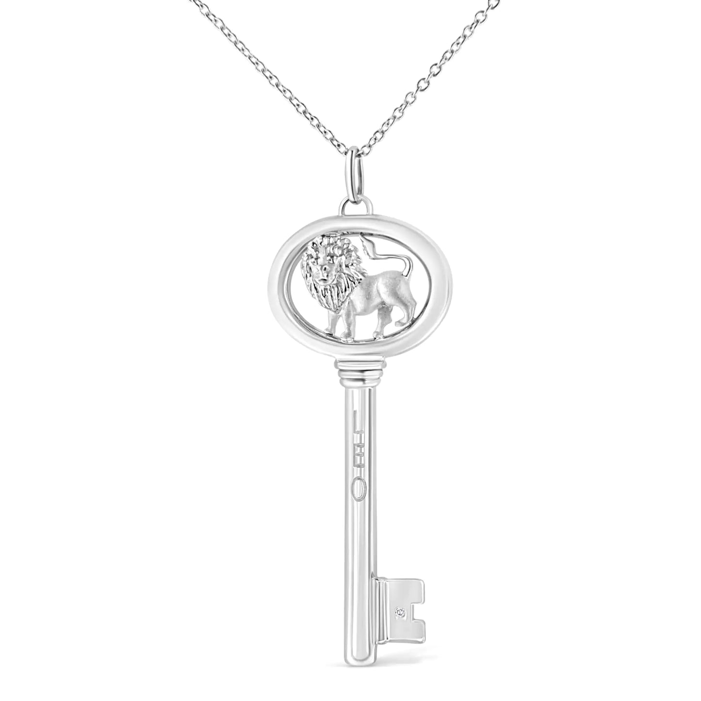 .925 Silver Diamond Zodiac Virgo Key Necklace