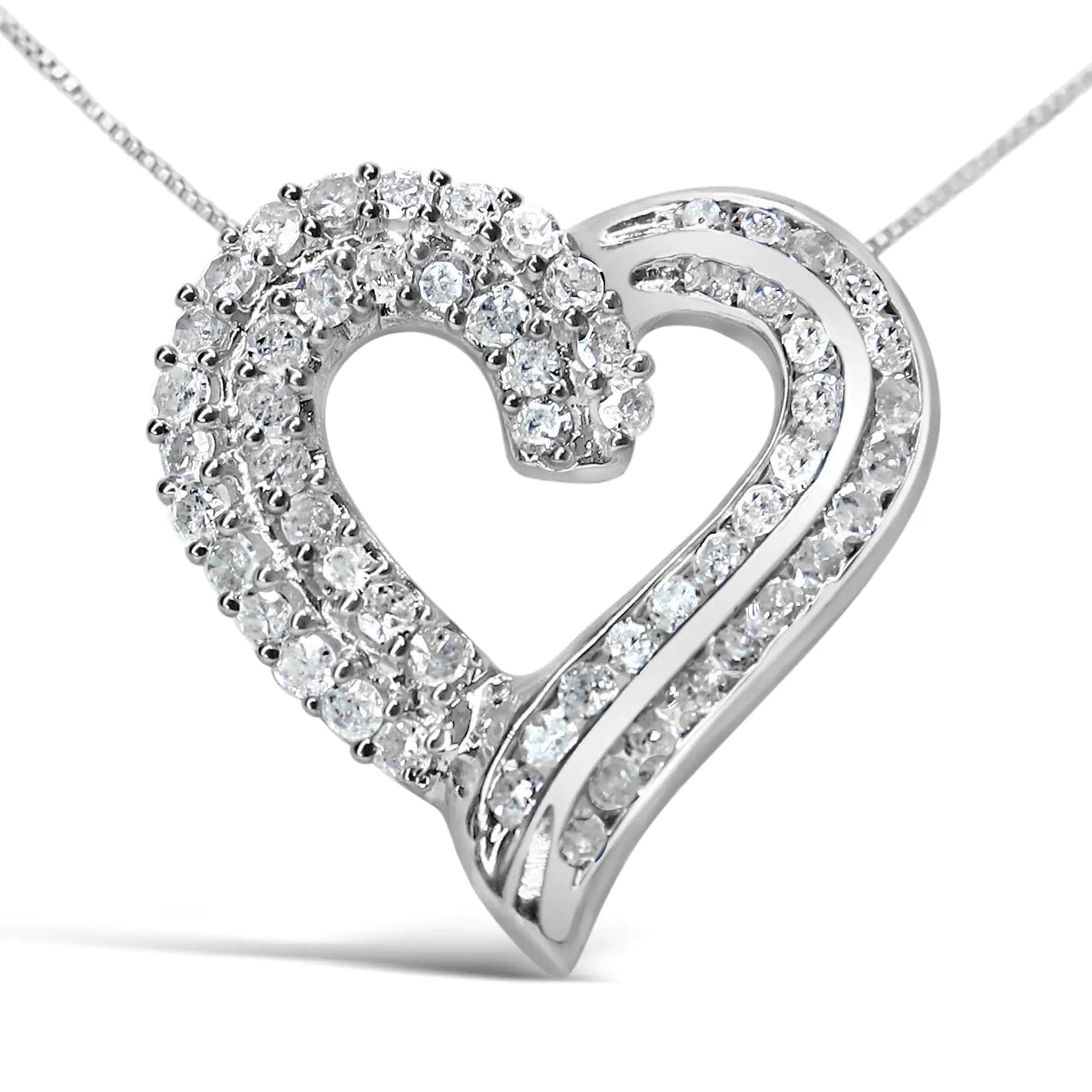 Sterling Silver Diamond Heart Necklace