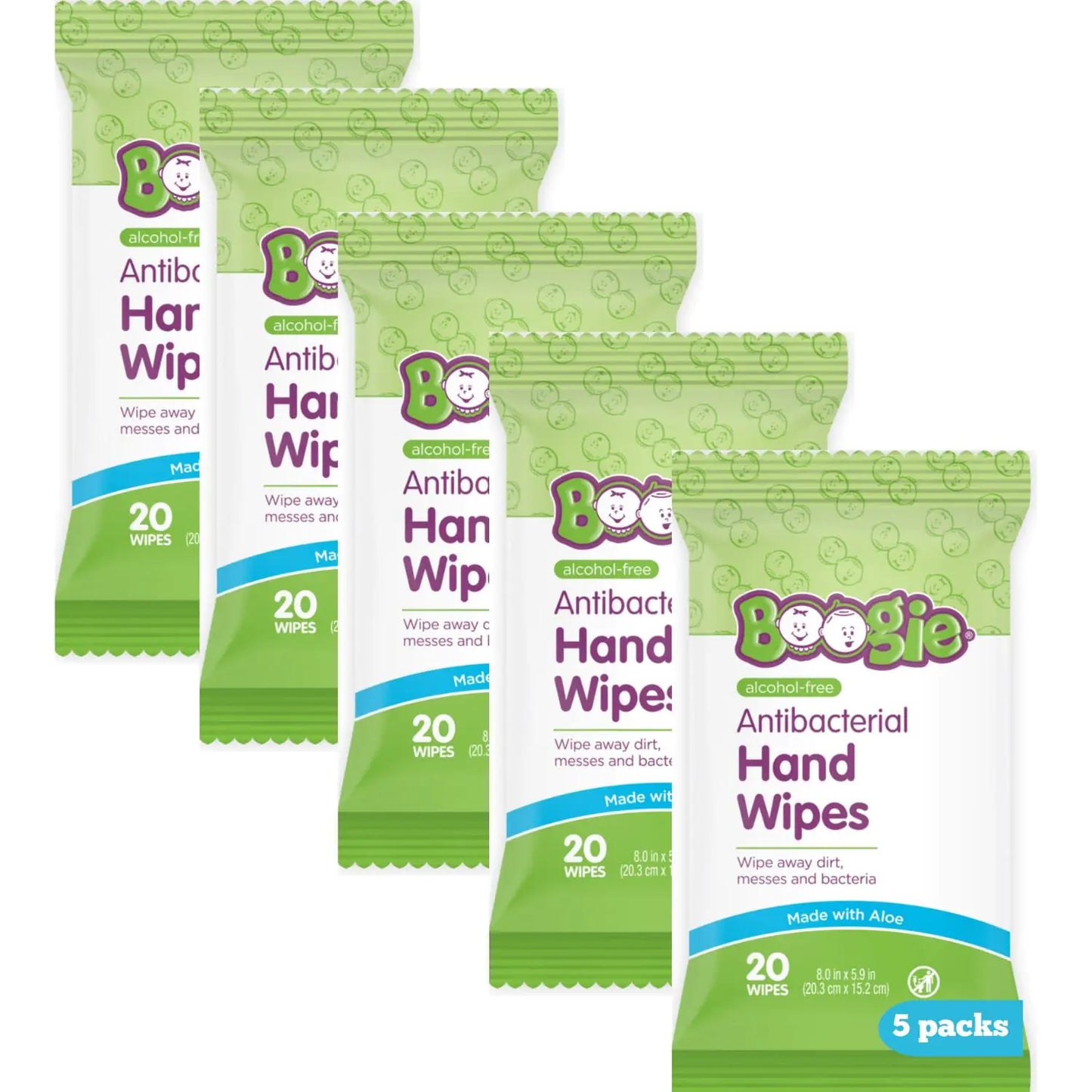 Boogie Hygienic Hand Wipes - Alcohol-Free, Aloe-Infused, 100 Pack