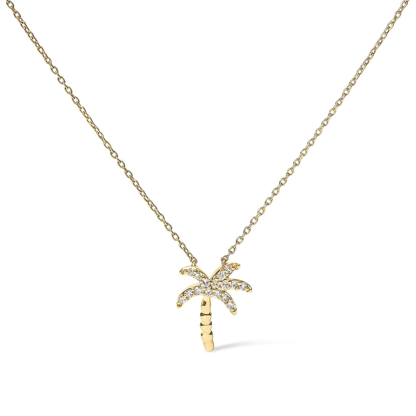 10K Yellow Gold Diamond Palm Tree Necklace