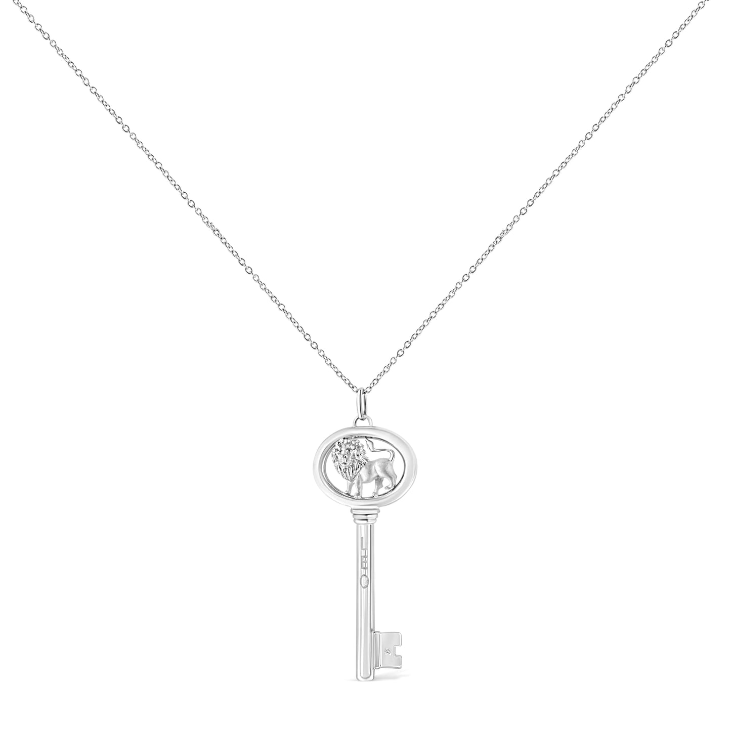 .925 Silver Diamond Zodiac Virgo Key Necklace