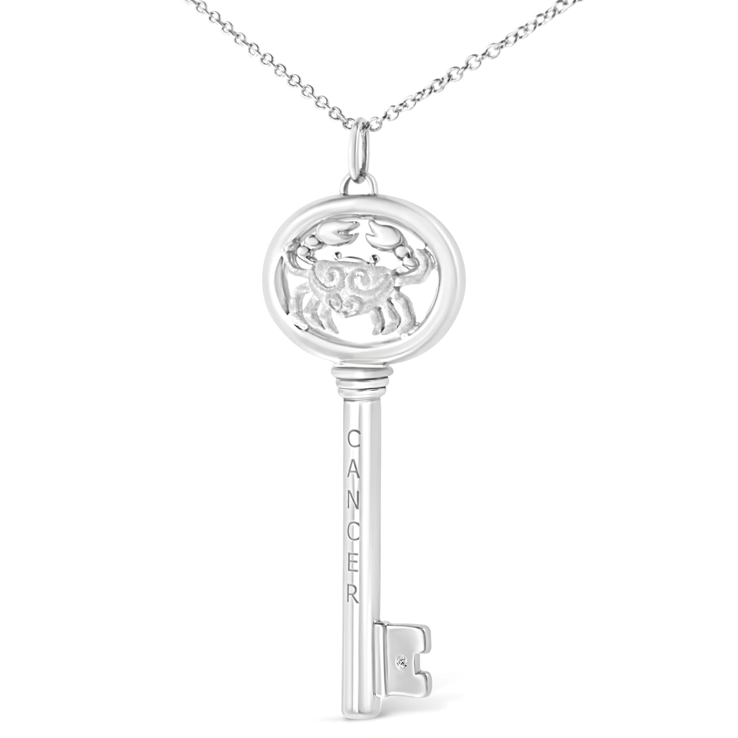 .925 Silver Diamond Zodiac Virgo Key Necklace