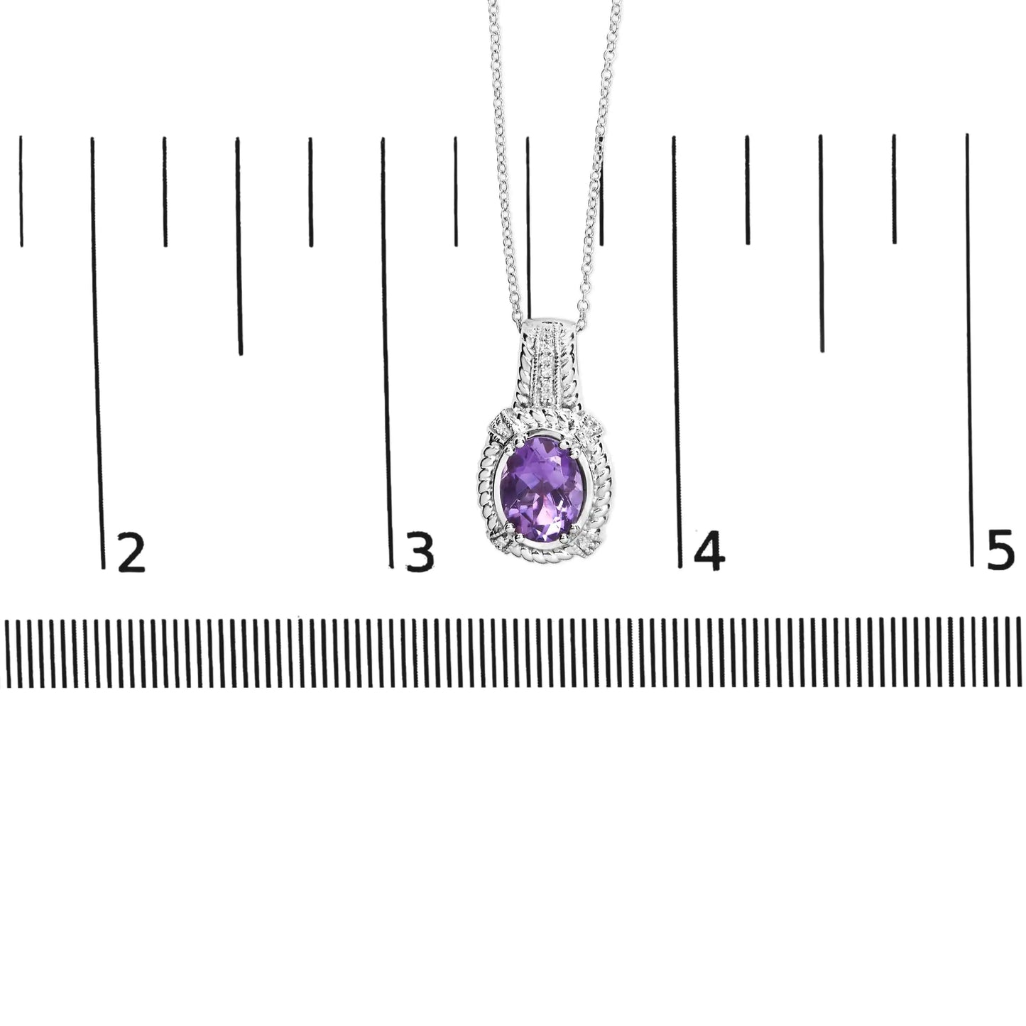 Sterling Silver Amethyst Diamond Drop Necklace