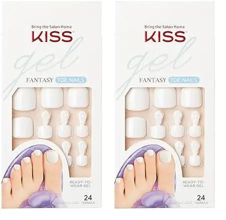 KISS Classic Gel Toenails Set, Squoval, White - 28 Pcs