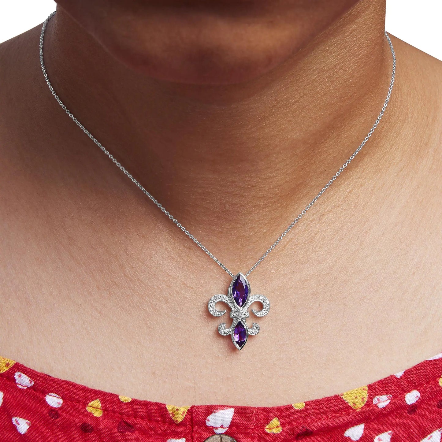 Sterling Silver & Amethyst Fleur De Lis Pendant