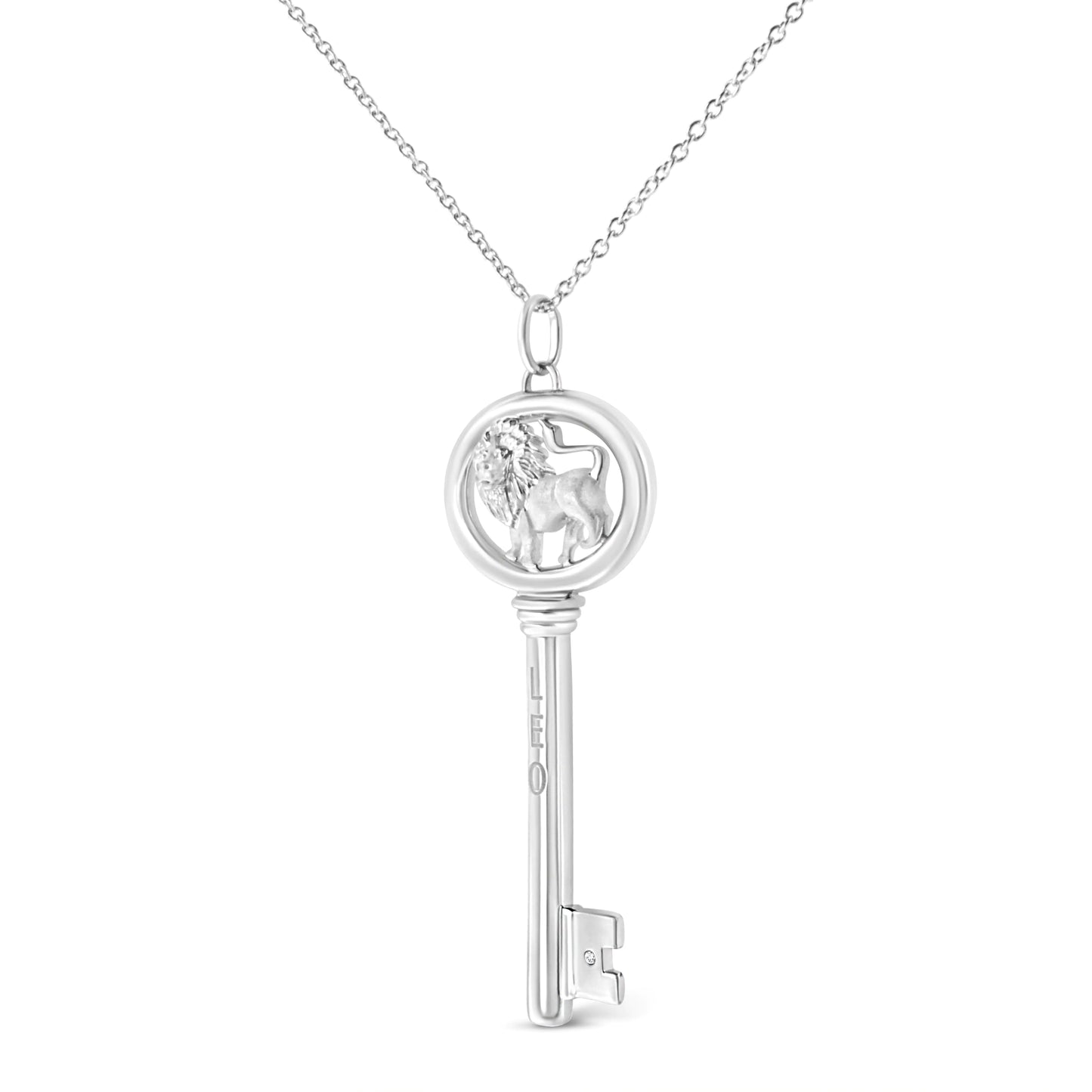 .925 Silver Diamond Zodiac Virgo Key Necklace