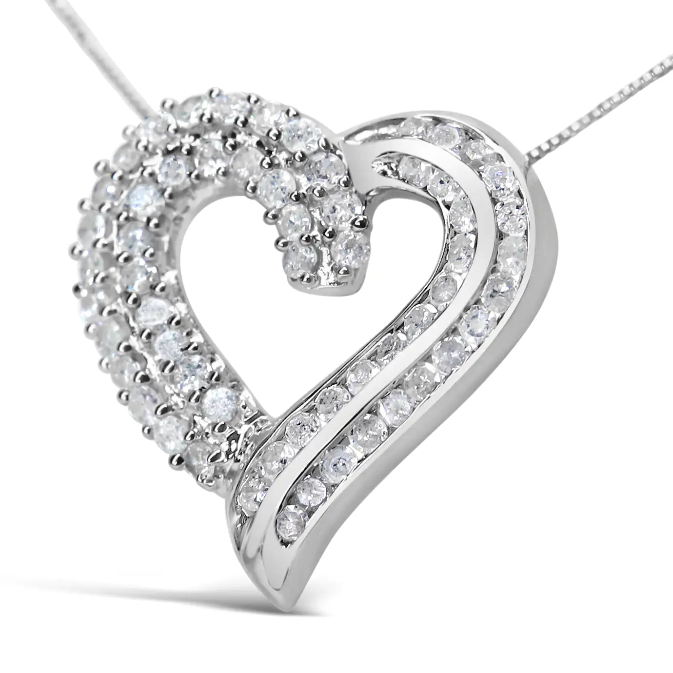 Sterling Silver Diamond Heart Necklace